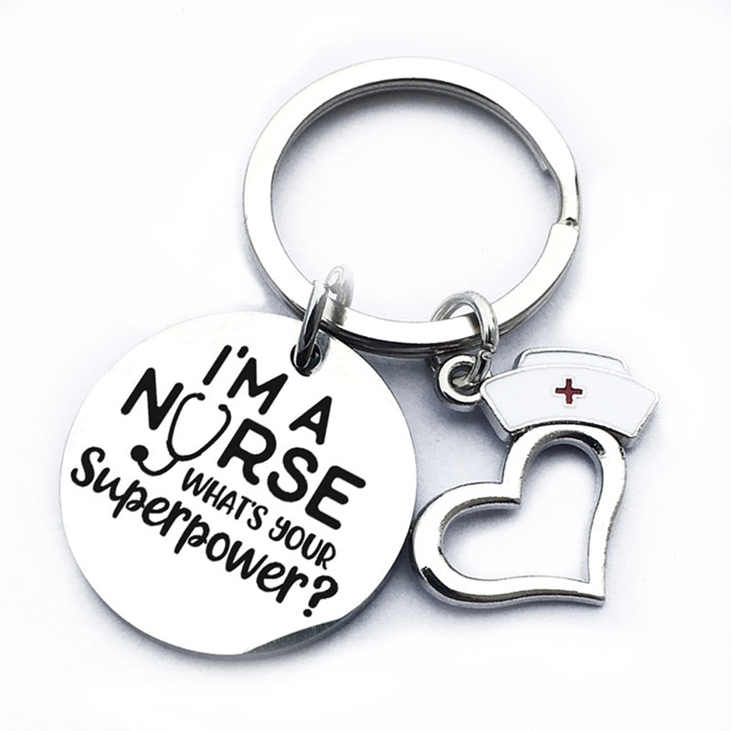 I'm a Nurse Pendant Keychain Hospital Nurse Day Keyring Gift Women Bag Charm Key Ring Holder Jewelry
