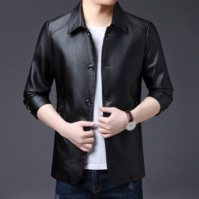 slim leather jacket coat Men