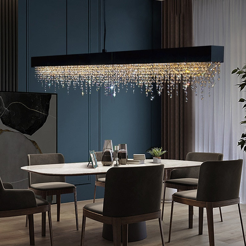 Rectangle Modern Black Chandelier