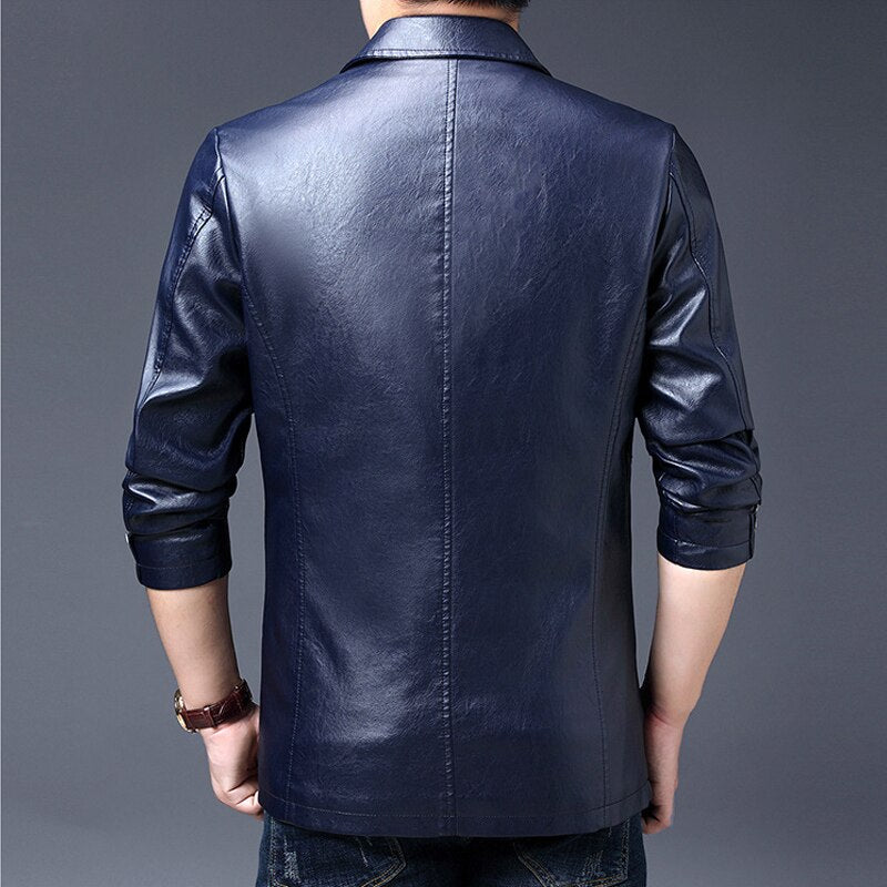 slim leather jacket coat Men