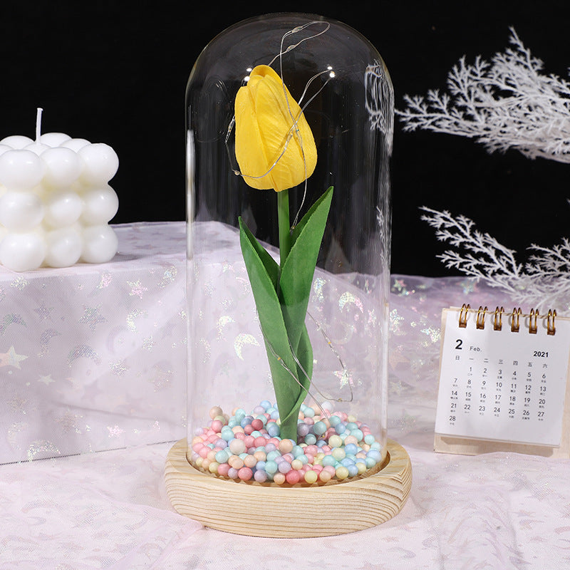 Glass-covered Perpetual Flower Night Light Ornaments