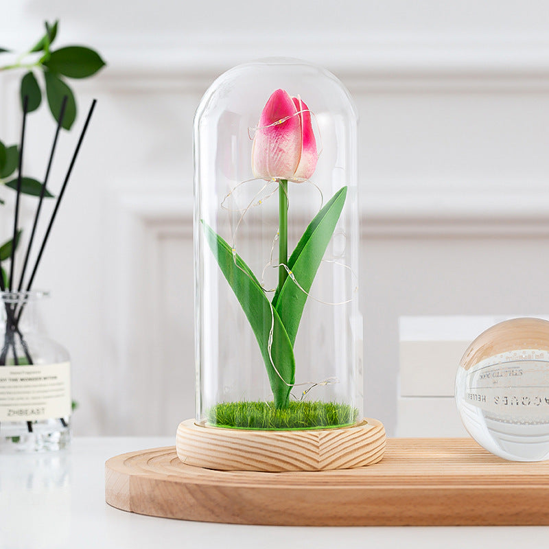 Glass-covered Perpetual Flower Night Light Ornaments