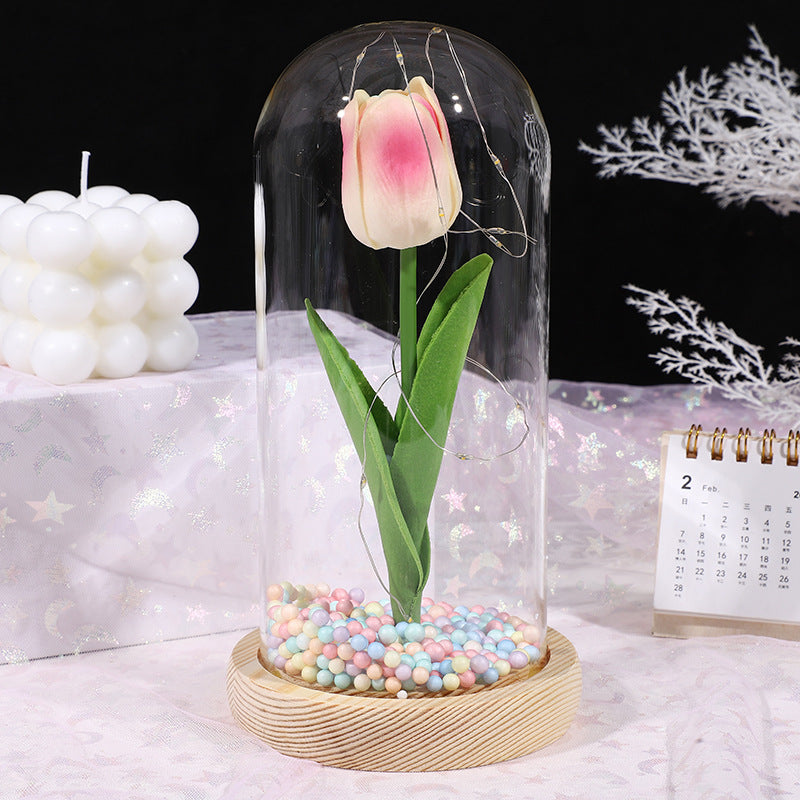 Glass-covered Perpetual Flower Night Light Ornaments