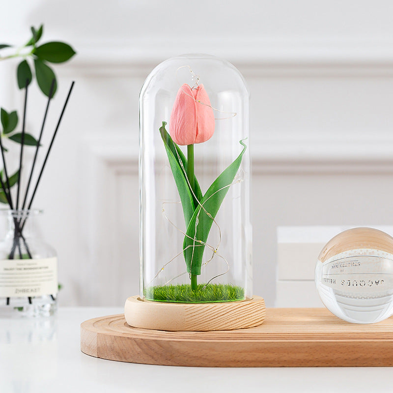 Glass-covered Perpetual Flower Night Light Ornaments