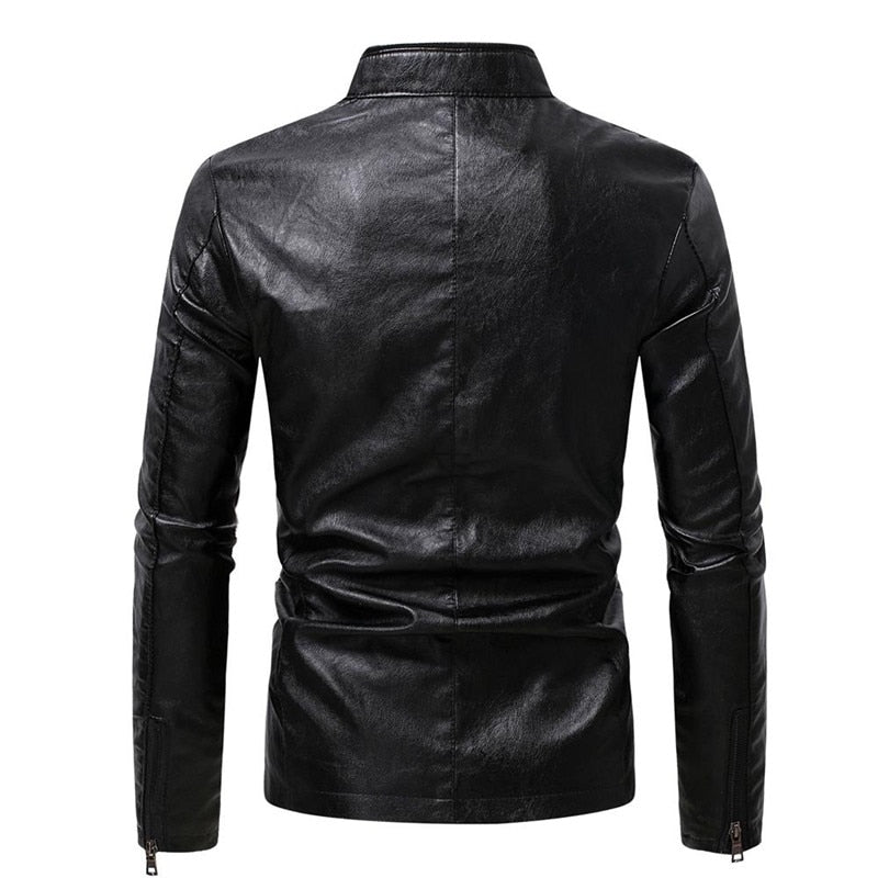 2022 Winter Fleece Leather Jacket Men