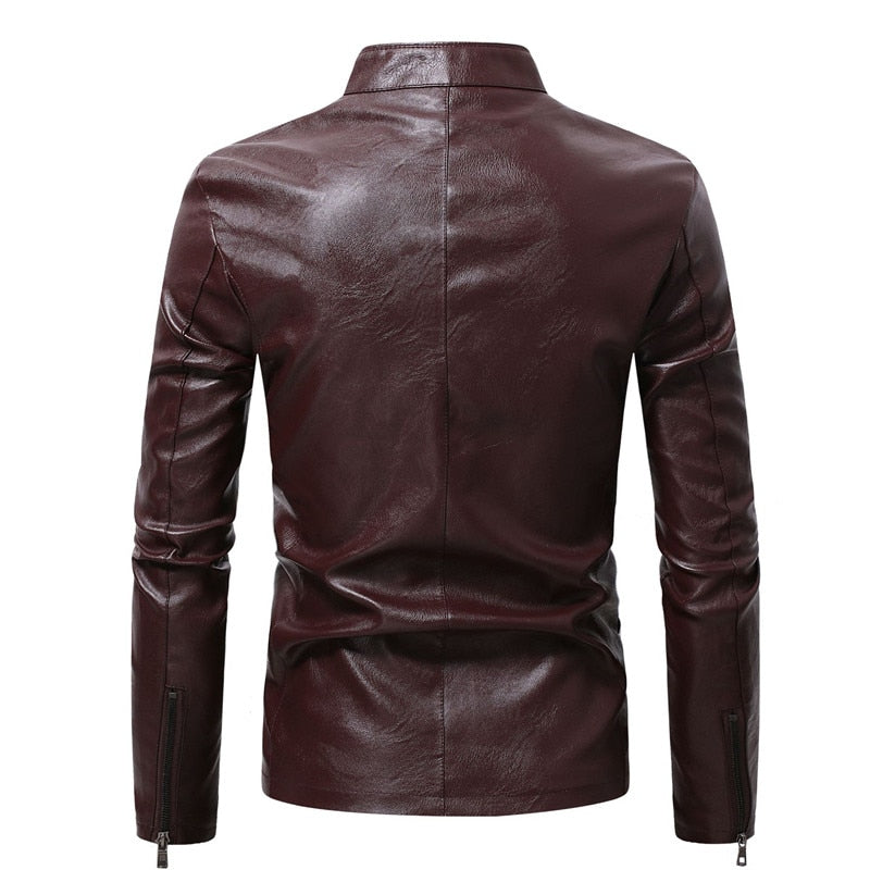 2022 Winter Fleece Leather Jacket Men