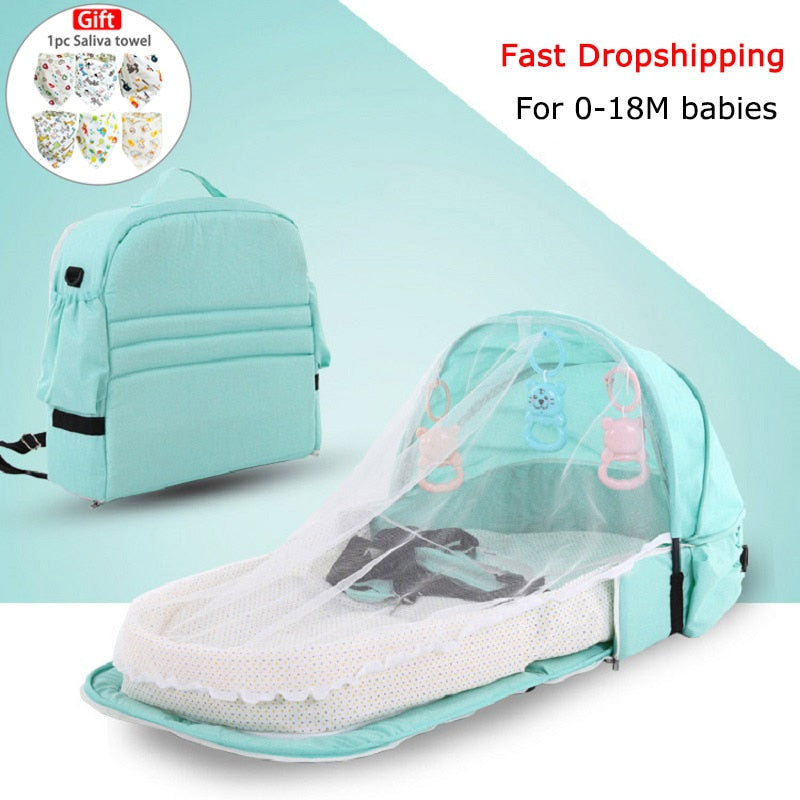 Baby Crib Bed Portable Folding Baby Bed Nest Cot For Travel Foldable Bed Bag With Mosquito Net Infant Sleeping Basket With Toys