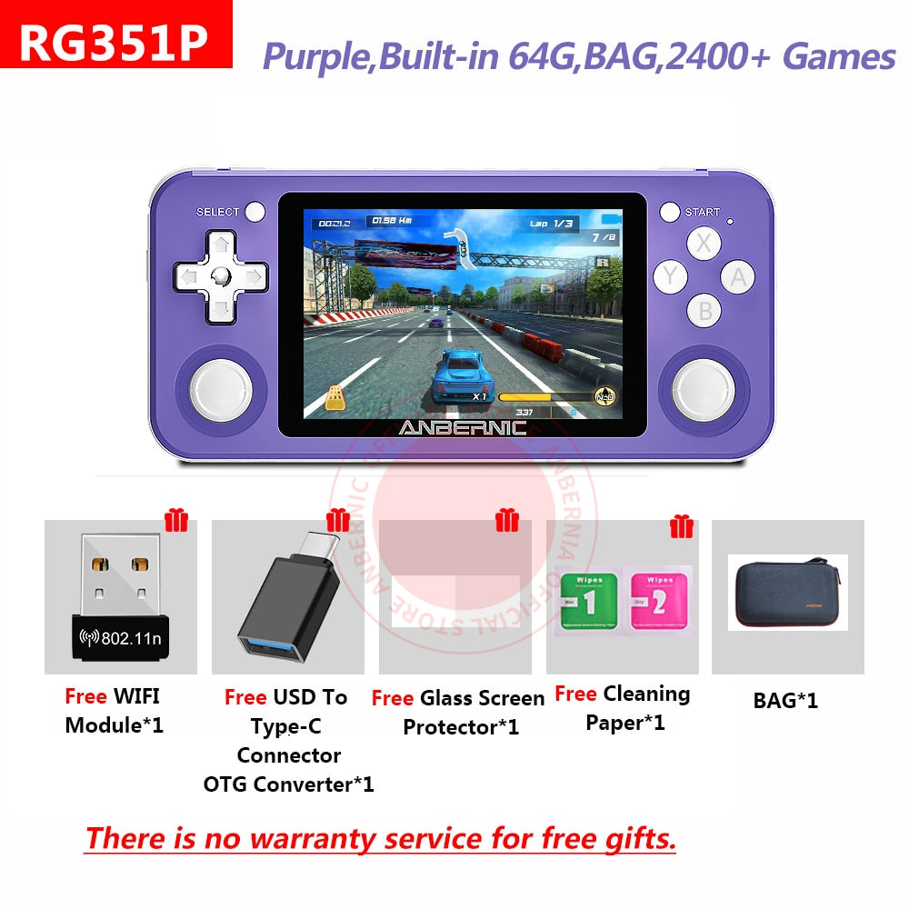 RG351P ANBERNIC  Retro Game PS1 RK3326 64G Open Source System 3.5 inch IPS Screen Portable Handheld Game Console RG351gift 2400