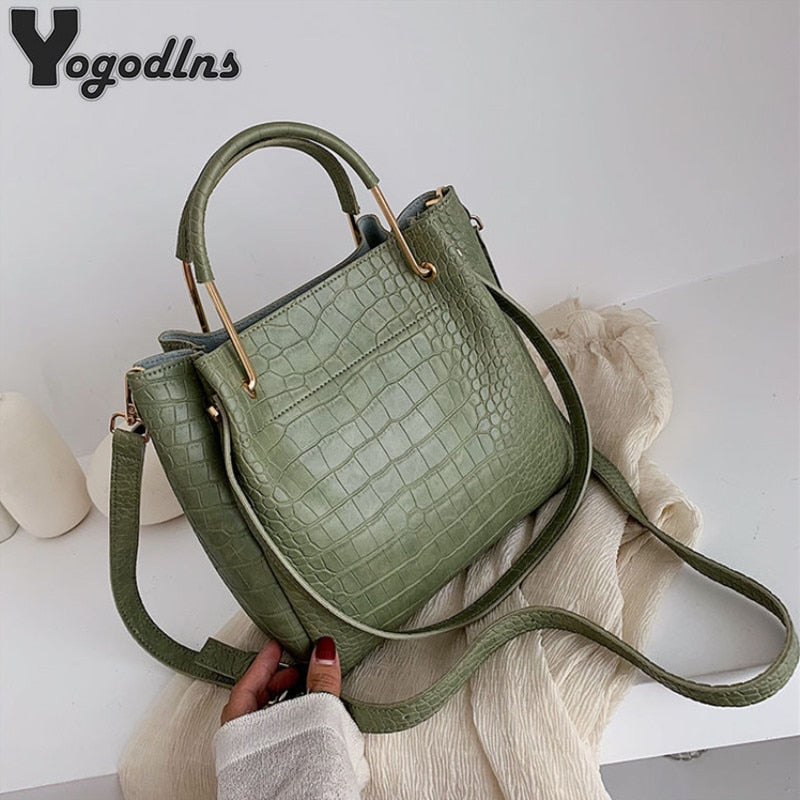 Alligator Pattern PU Leather Bucket Bags For Women