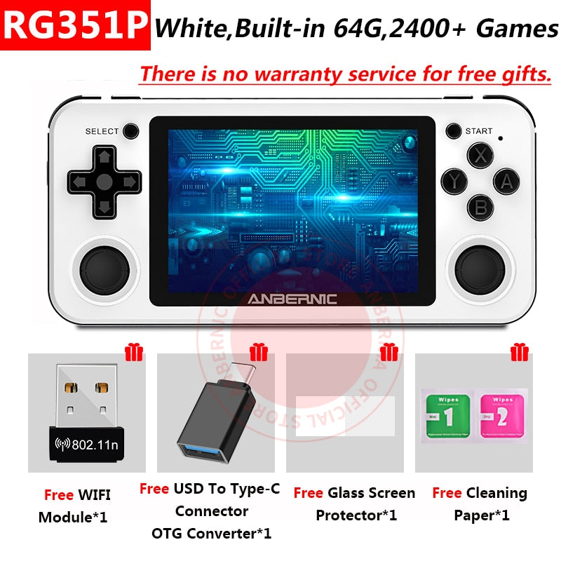 RG351P ANBERNIC  Retro Game PS1 RK3326 64G Open Source System 3.5 inch IPS Screen Portable Handheld Game Console RG351gift 2400