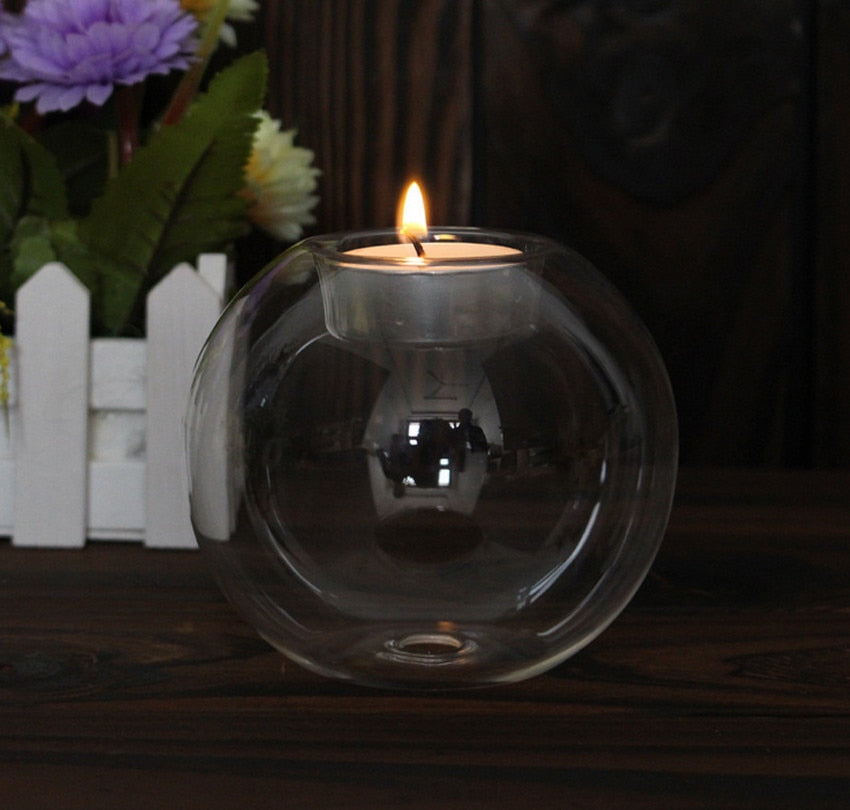 European Crystal Glass Candle Holder