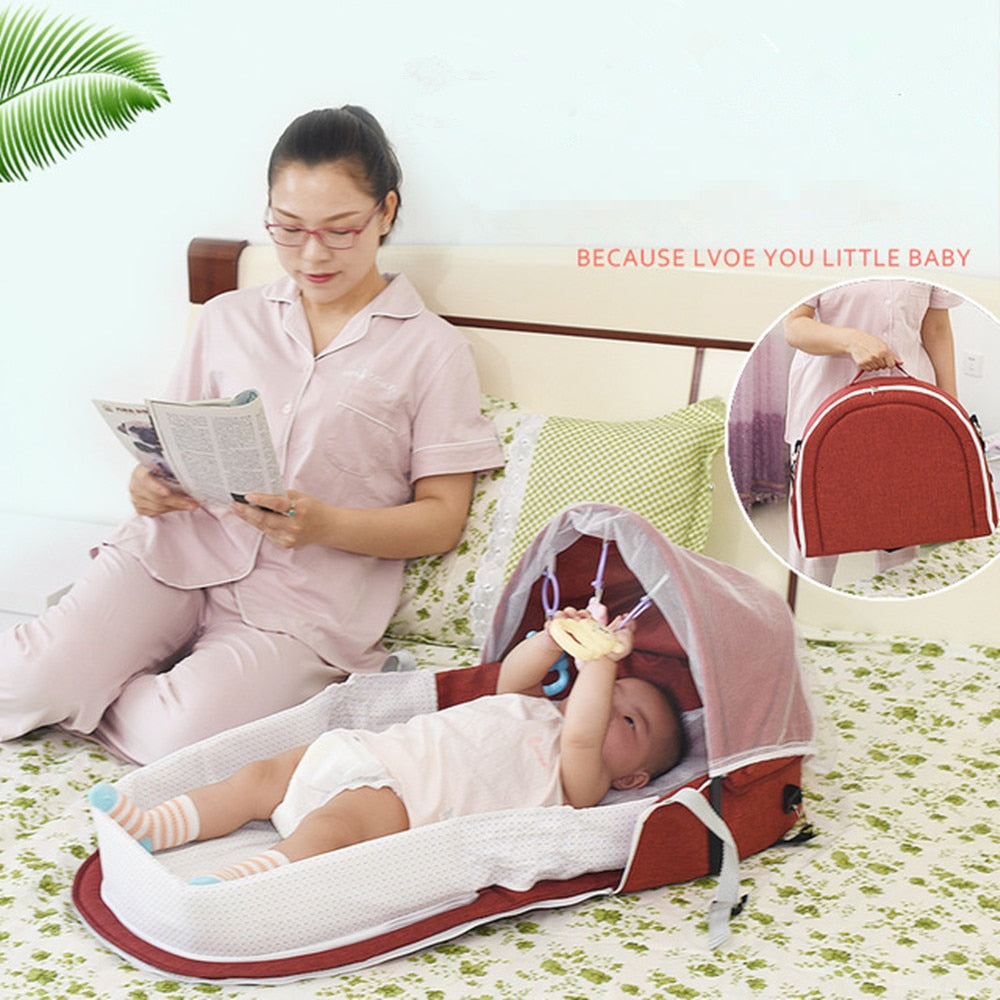 Baby Crib Bed Portable Folding Baby Bed Nest Cot For Travel Foldable Bed Bag With Mosquito Net Infant Sleeping Basket With Toys