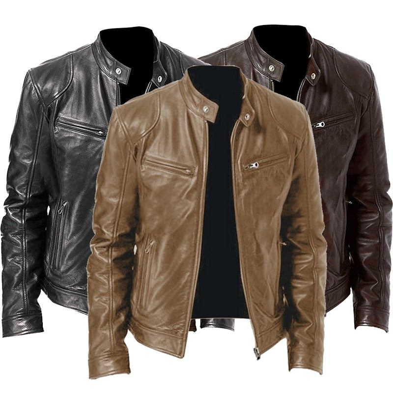 Men Leather Jacket Plus Size