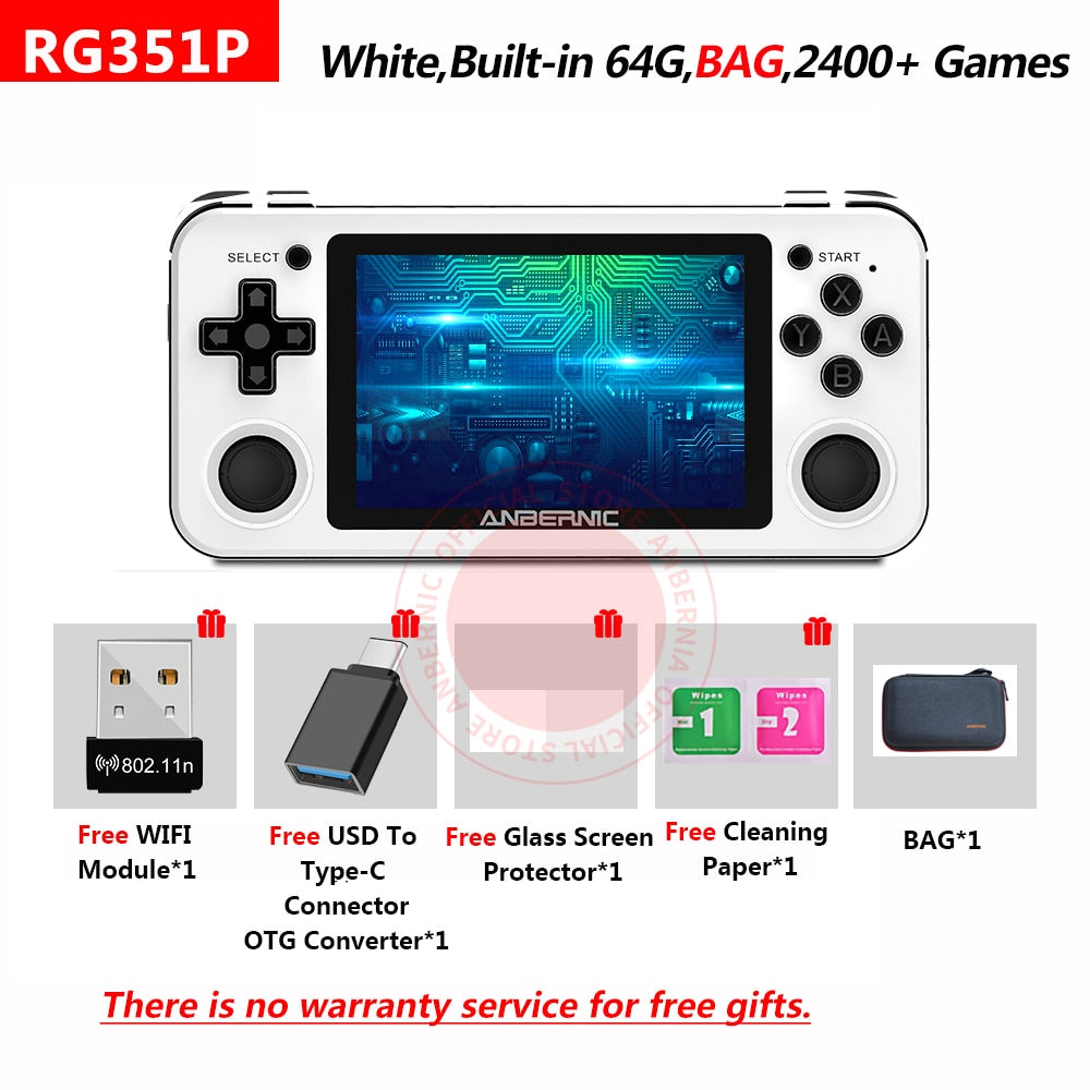 RG351P ANBERNIC  Retro Game PS1 RK3326 64G Open Source System 3.5 inch IPS Screen Portable Handheld Game Console RG351gift 2400