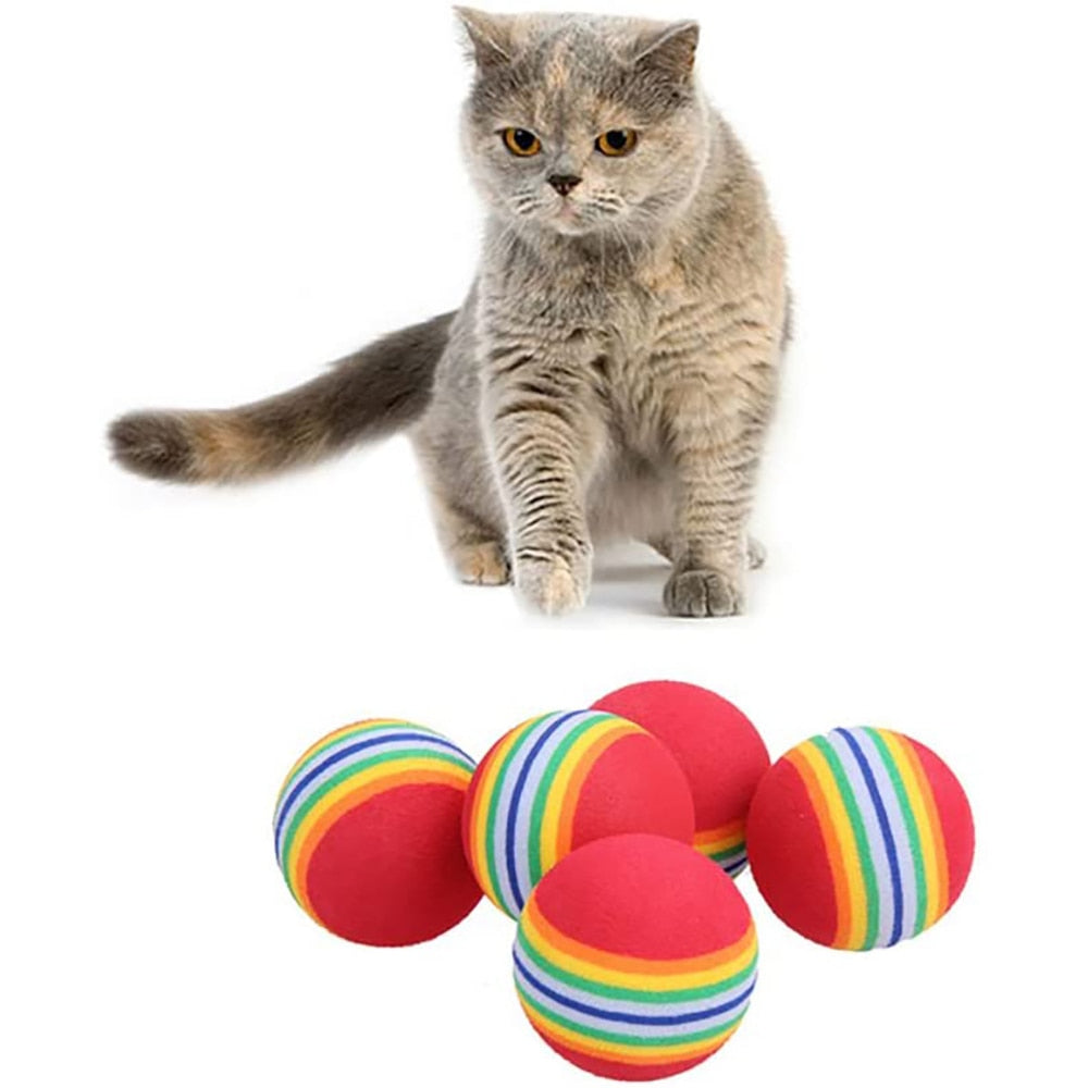 1/5pcs Colorful Rainbow Cat Ball