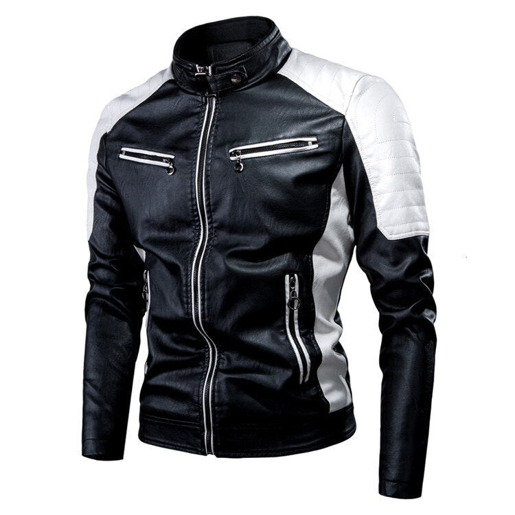 Autumn and Winter Leisure Motorcycle Stitching Pu Leather Jacket