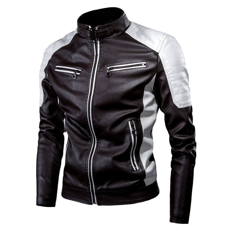 Autumn and Winter Leisure Motorcycle Stitching Pu Leather Jacket