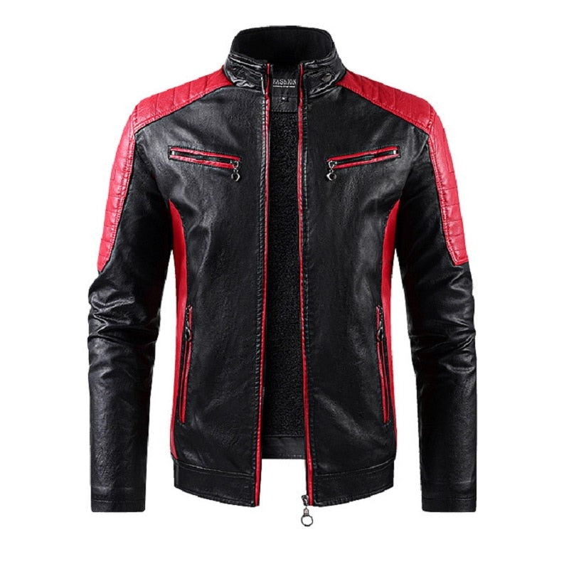 Autumn and Winter Leisure Motorcycle Stitching Pu Leather Jacket