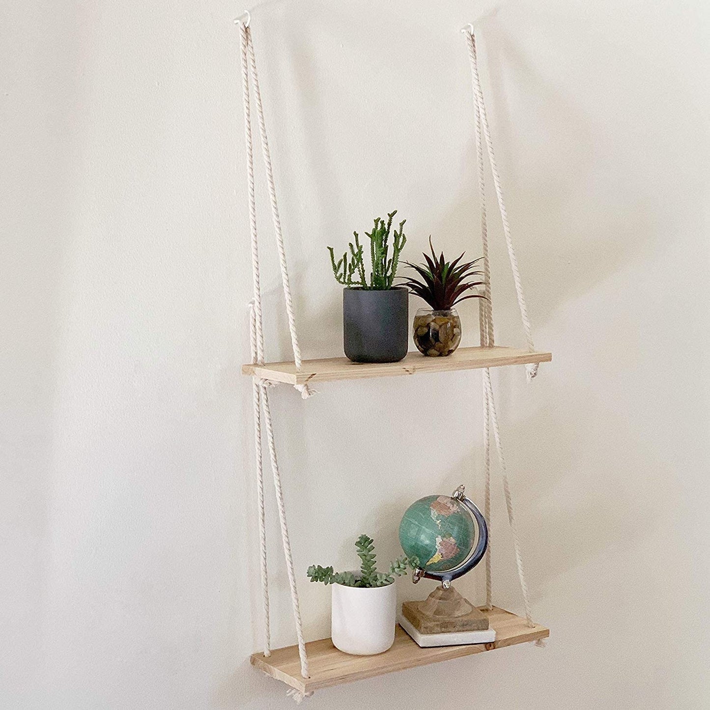 Wooden Rope Swing Wall Hanging Plant Flower Pot