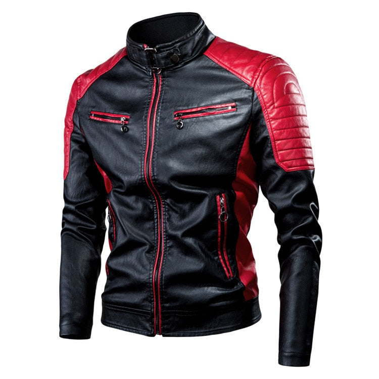 Autumn and Winter Leisure Motorcycle Stitching Pu Leather Jacket