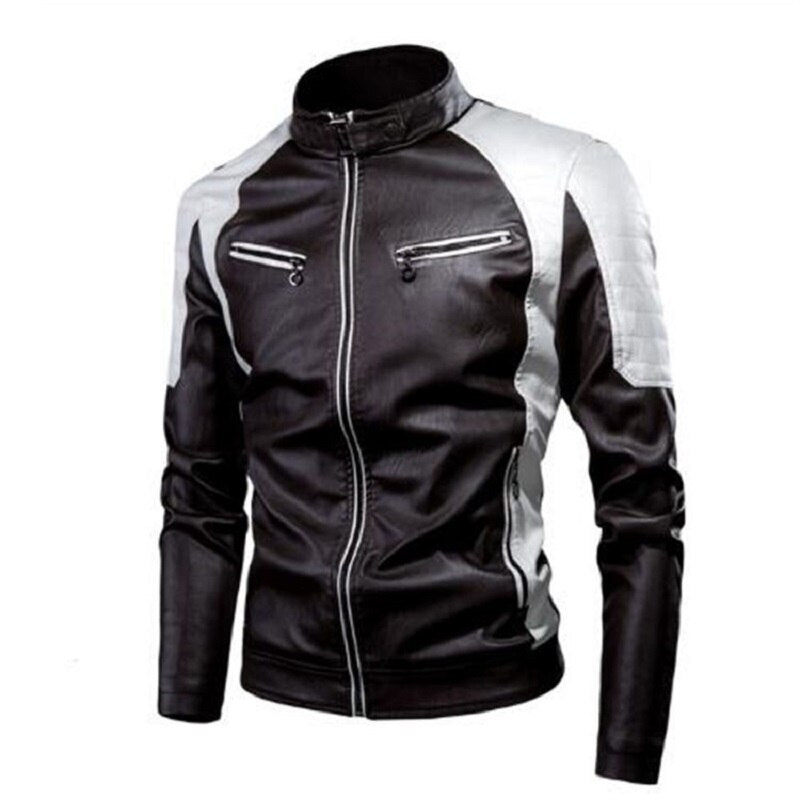 Autumn and Winter Leisure Motorcycle Stitching Pu Leather Jacket