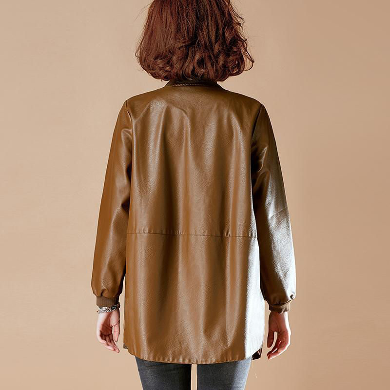 Women Mid Length Leather Jacket