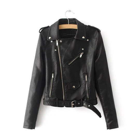 Winter Women Black Leather Jacket