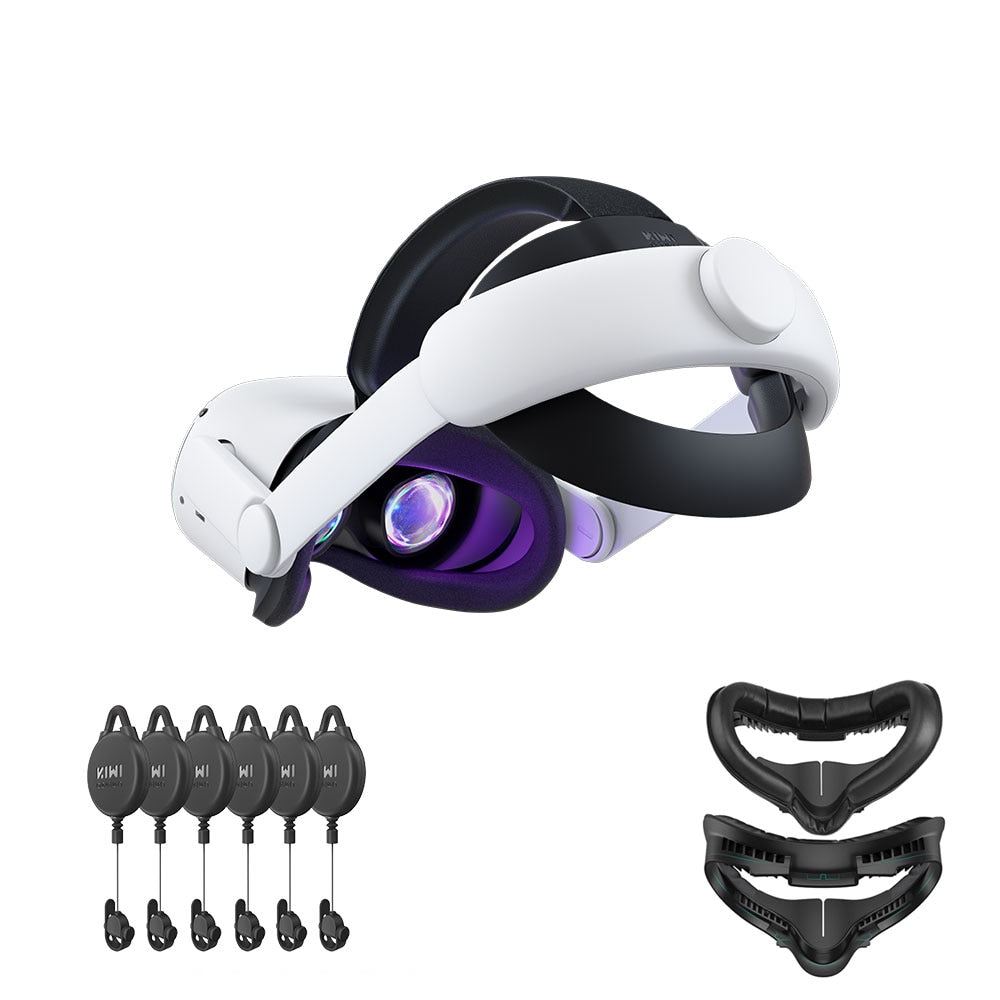 KIWI design For Oculus Quest 2 Elite Strap Adjustable Head Strap Increase Supporting Improve Comfort-Virtual For VR Accessories